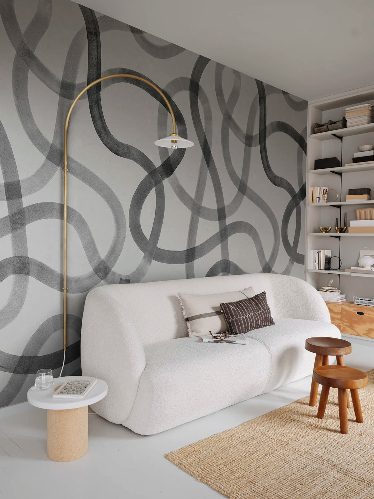 Serpentine, Gray Mural Wallpaper - room preview 02