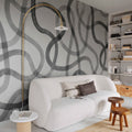 Serpentine, Gray Mural Wallpaper - room preview 02
