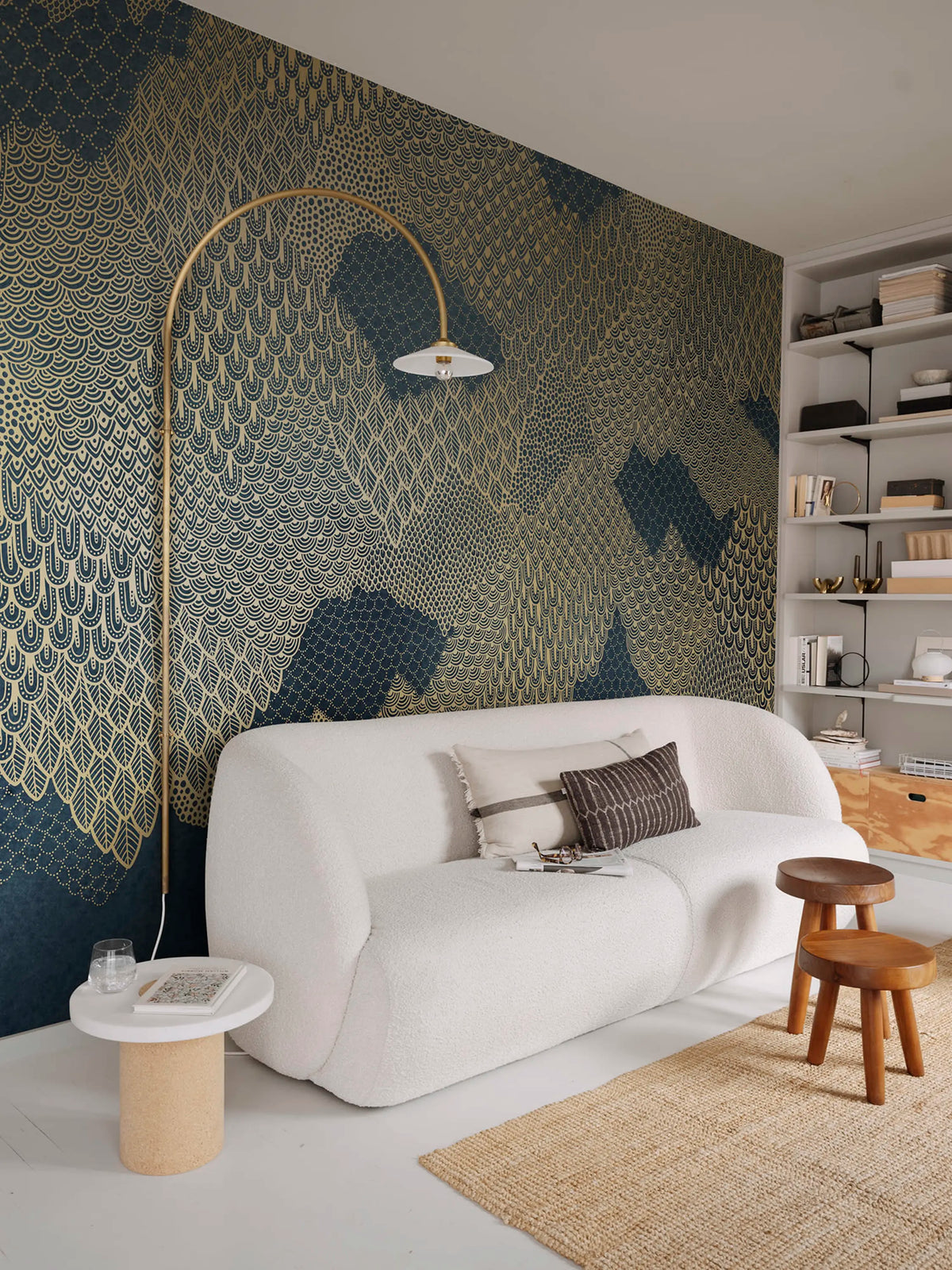 Golden Mountains, Dark Blue Mural Wallpaper - room preview 02