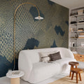 Golden Mountains, Dark Blue Mural Wallpaper - room preview 02