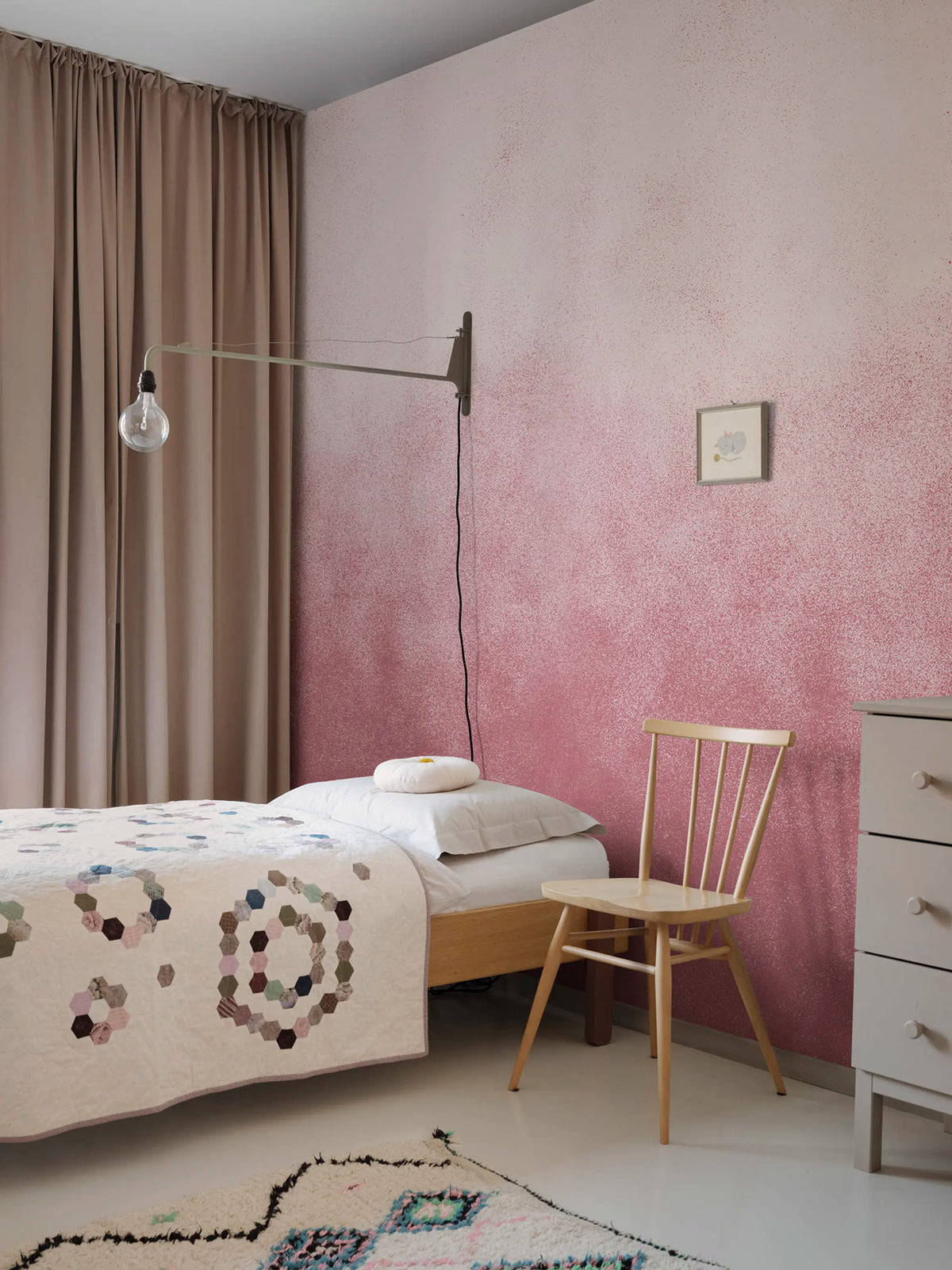 Ash Gradient, Pink Mural Wallpaper - room preview 02