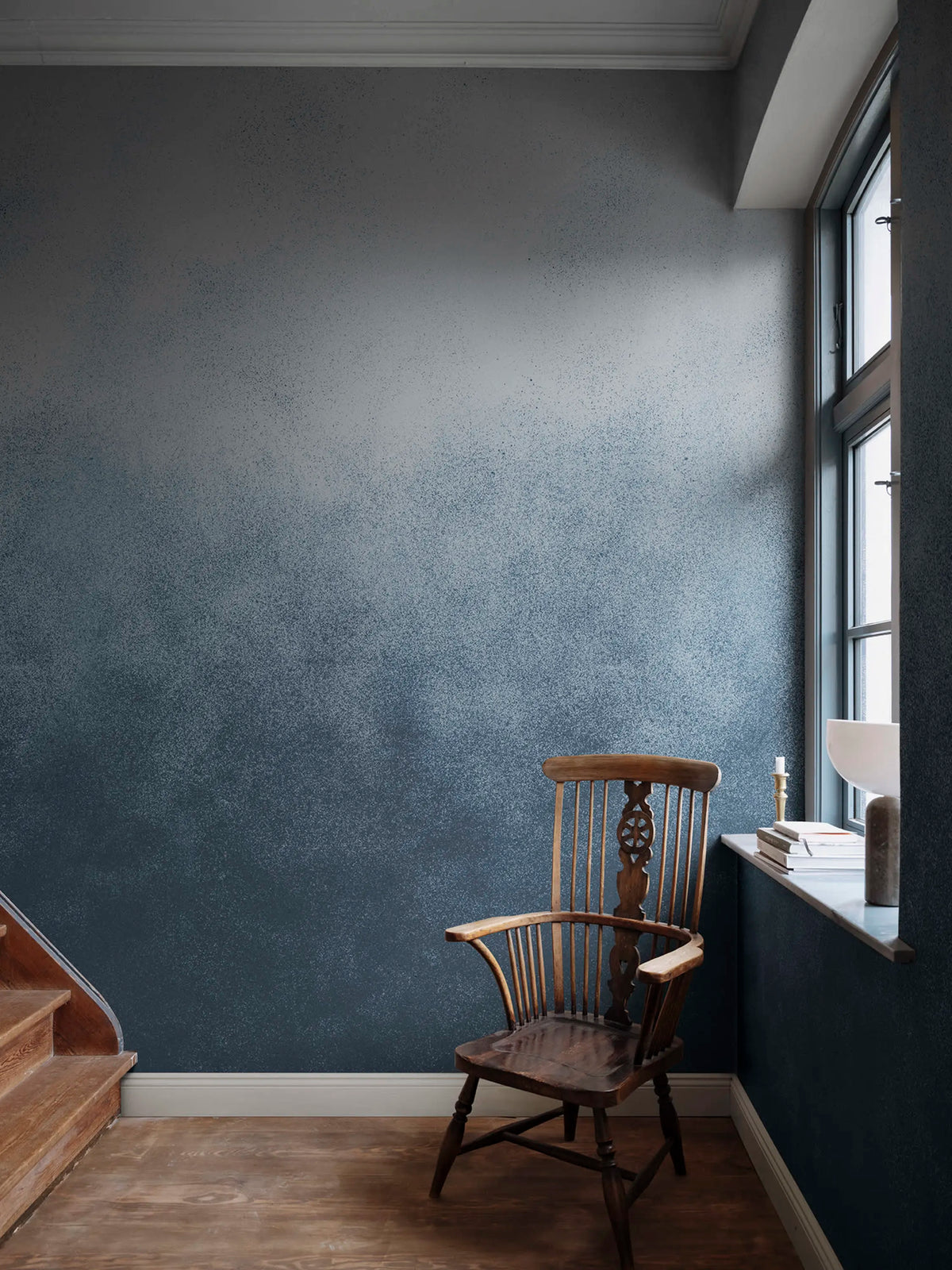 Ash Gradient, Blue Mural Wallpaper - room preview 02