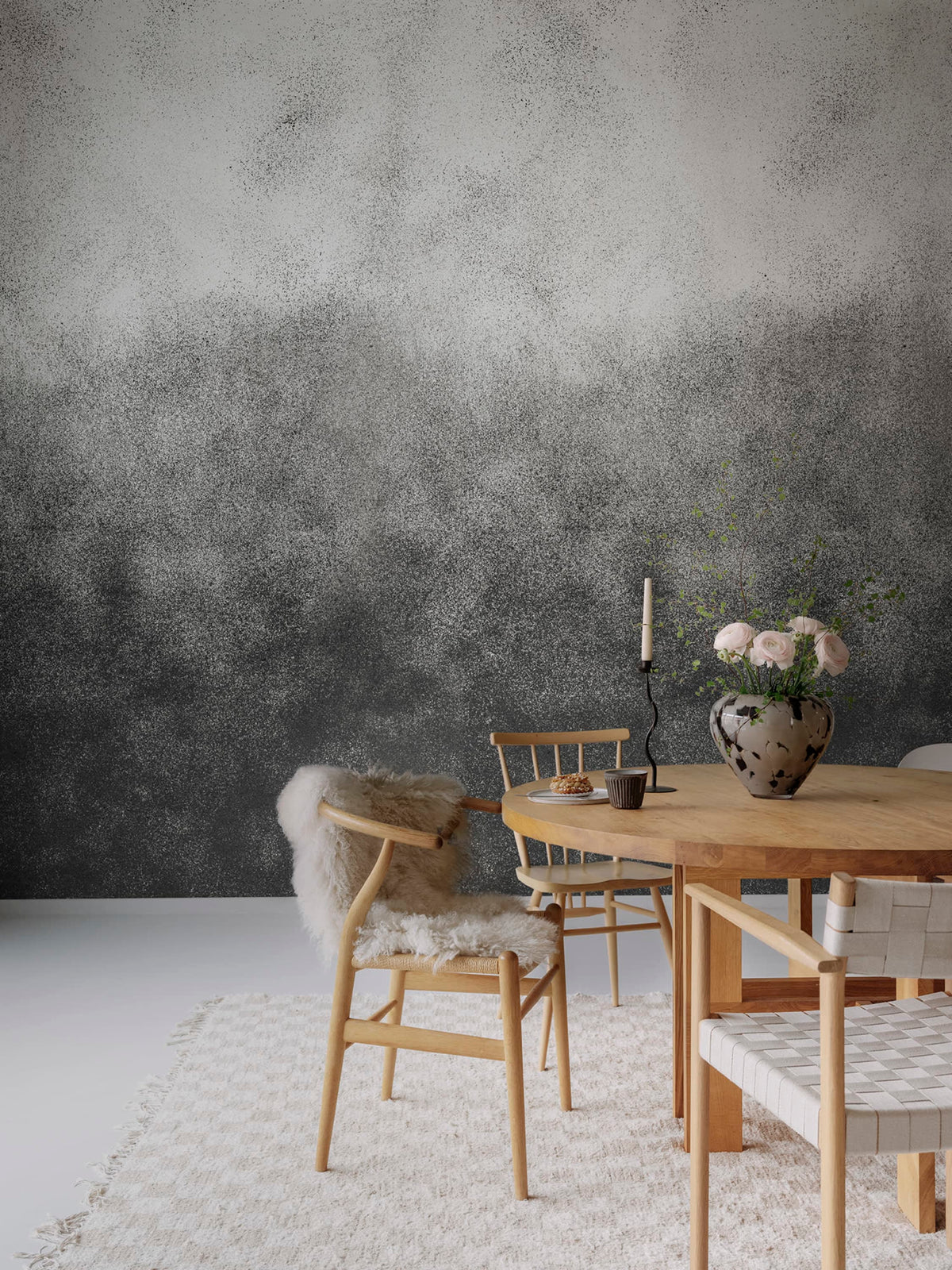 Ash Gradient, Graphite Mural Wallpaper - room preview 02