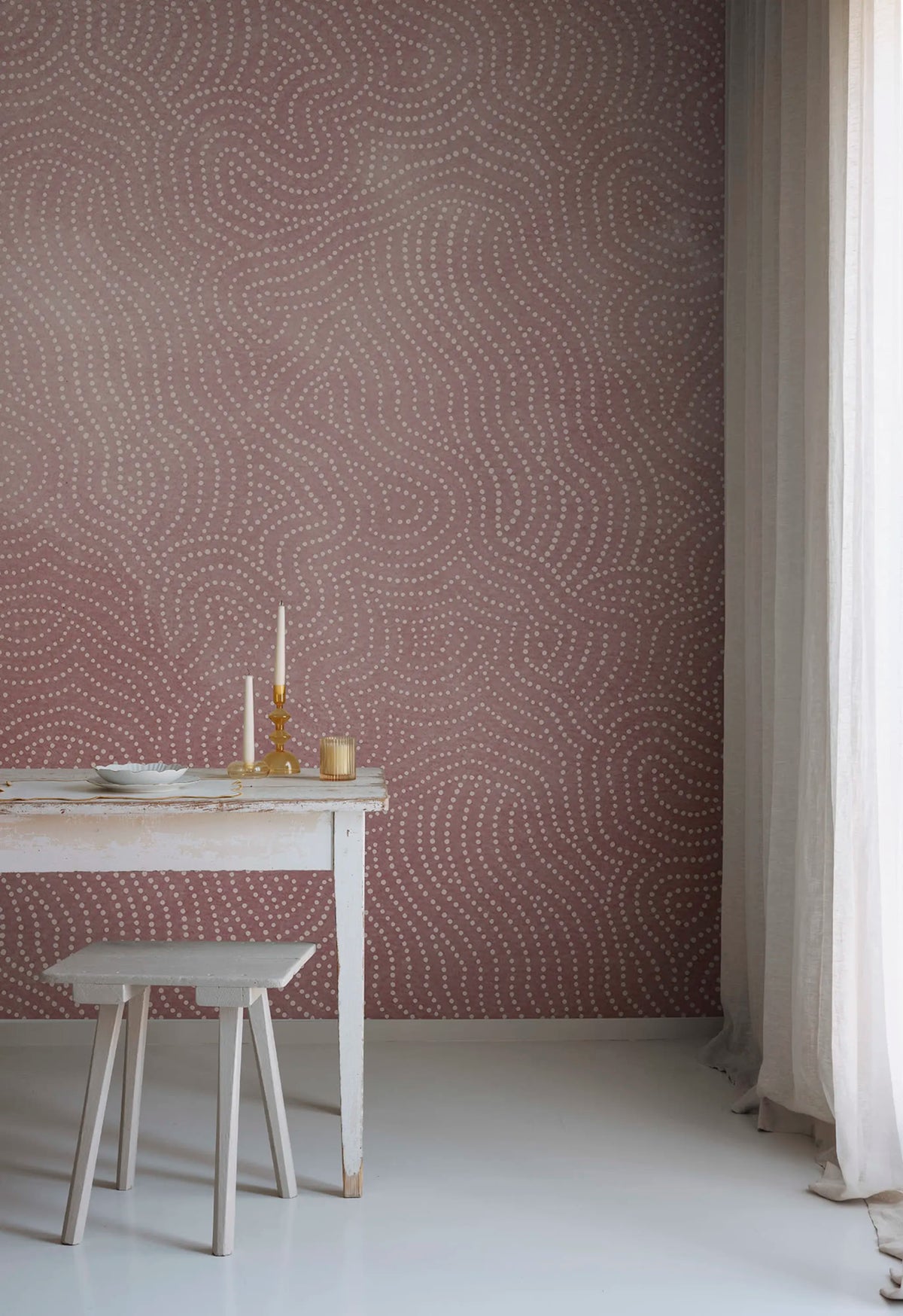 Wiggly Dots, Pink Mural Wallpaper - room preview 02