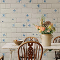 Flight of Tiles, Blue Mural Wallpaper - room preview 02