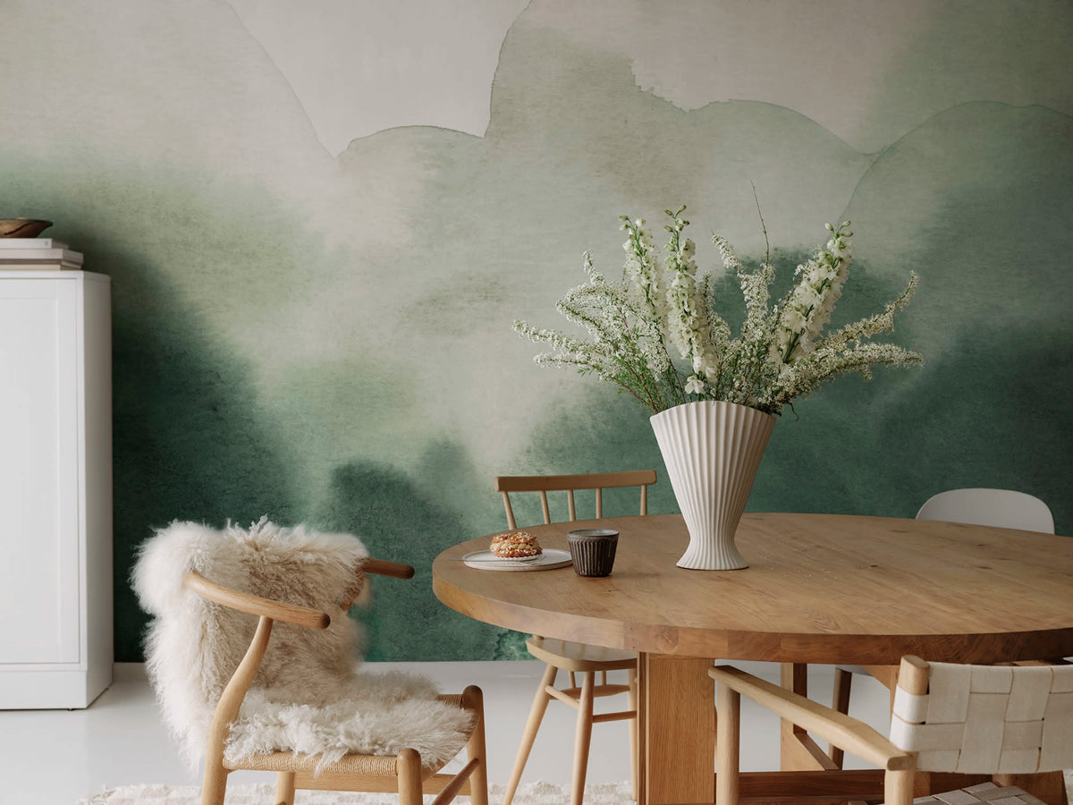 Flowing Hills, Green Mural Wallpaper - room preview 02