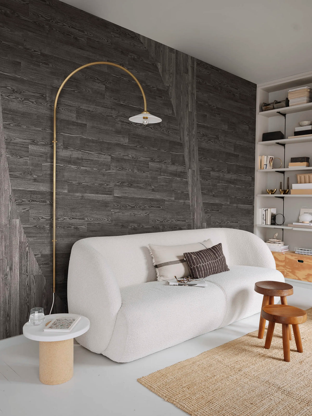 Woodline, Gray Mural Wallpaper - room preview 02