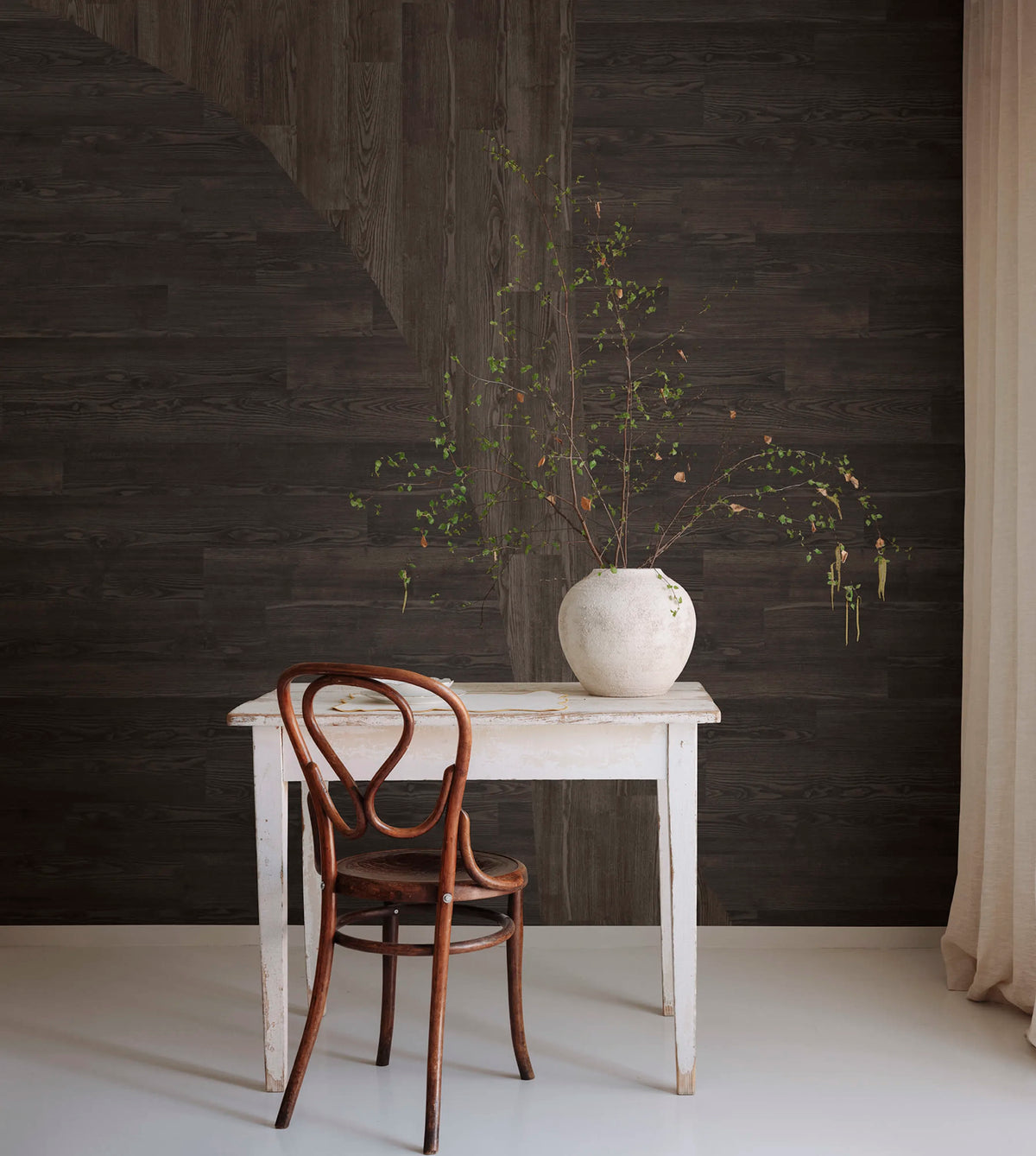 Woodline, Walnut Mural Wallpaper - room preview 02