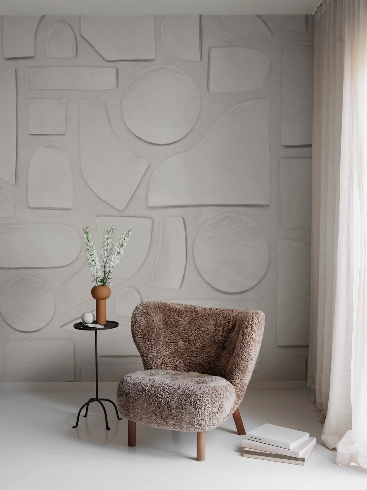 Clay Figures, White Mural Wallpaper - room preview 02