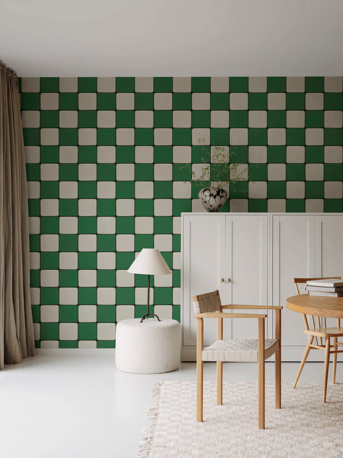 Porcelain Tiles, Green Mural Wallpaper - room preview 02