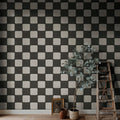 Porcelain Tiles, Graphite Mural Wallpaper - room preview 02
