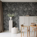 Marbling, Graphite Mural Wallpaper - room preview 02