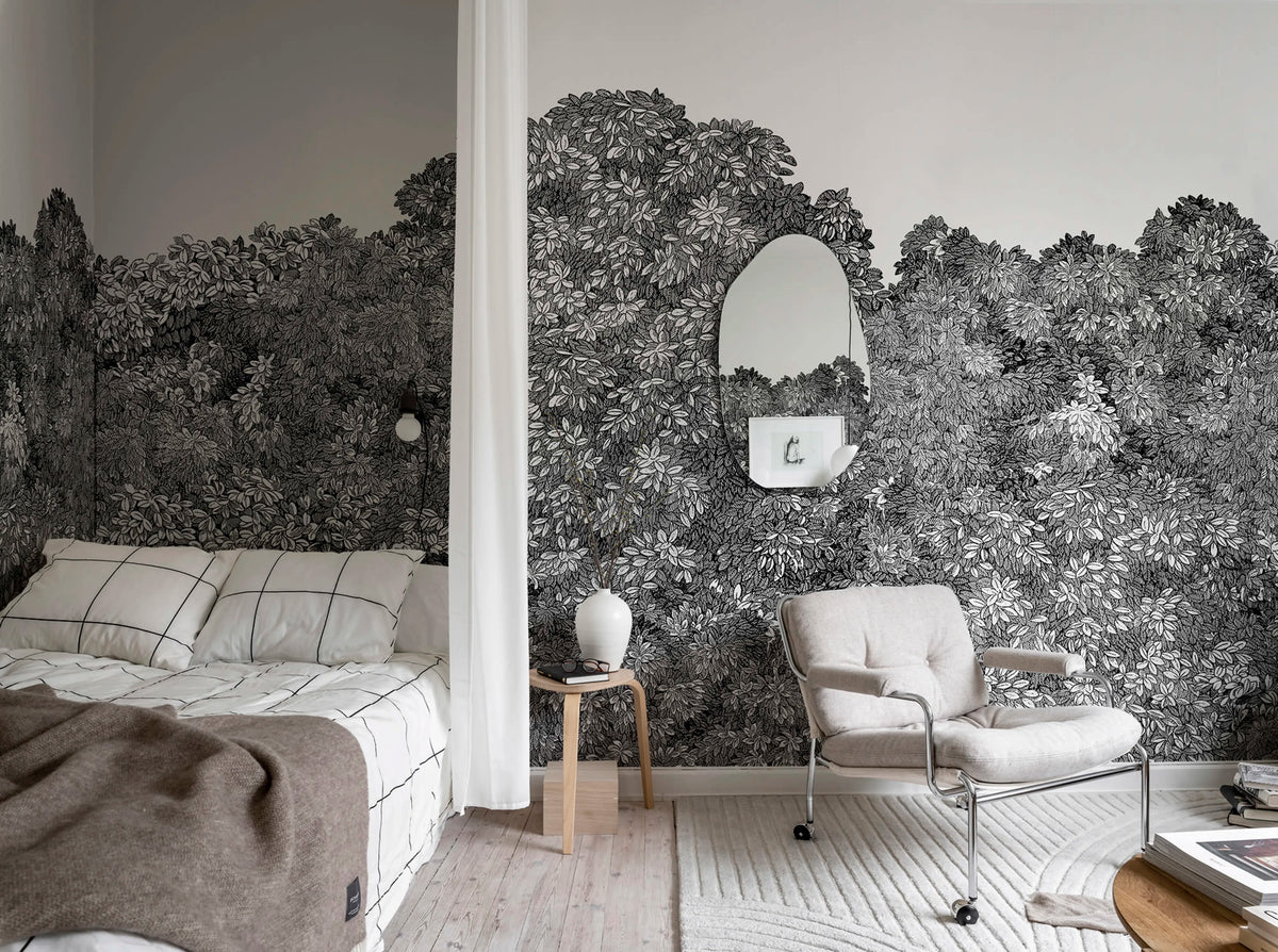 Belle Buisson, Black Mural Wallpaper - room preview 02