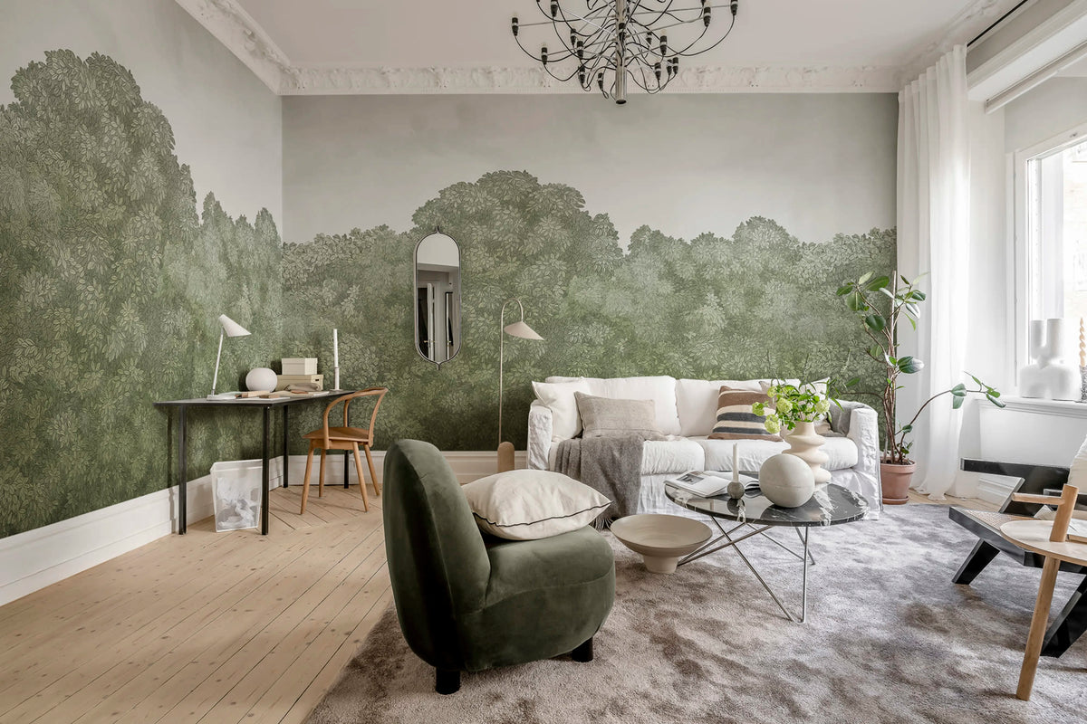 Belle Buisson, Green Vintage Mural Wallpaper - room preview 02
