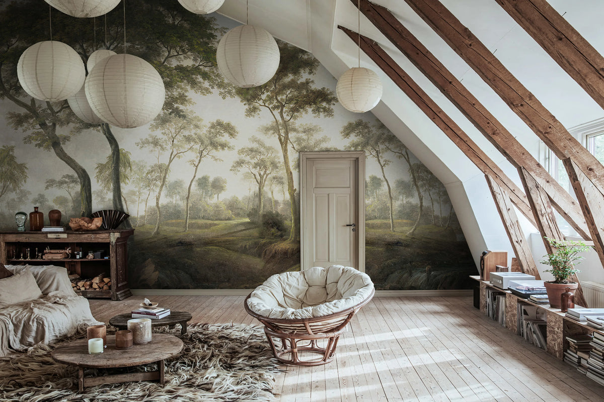 The Green Forest, Morning Mural Wallpaper - room preview 02