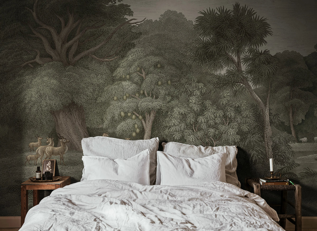 Jungle Forest, Green Mural Wallpaper - room preview 02