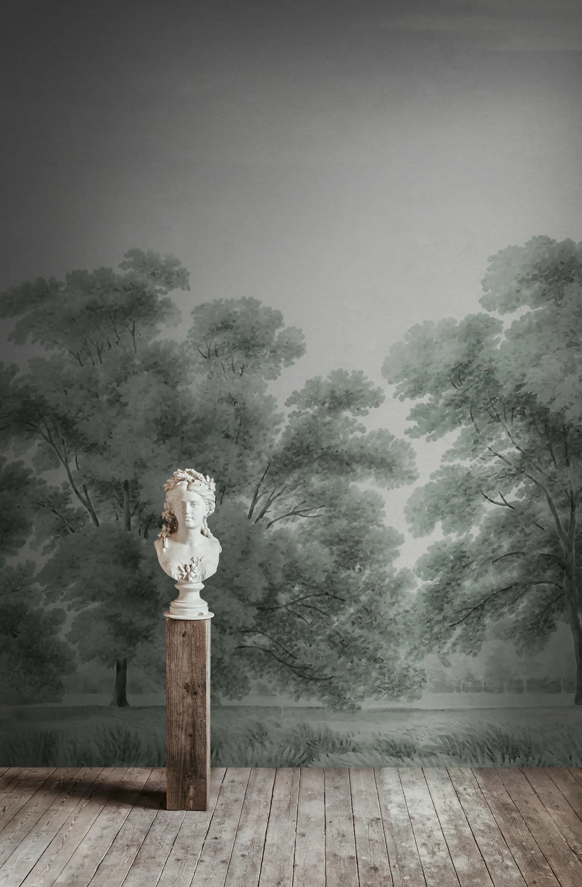 Whispering Forest, Blue Mural Wallpaper - room preview 02