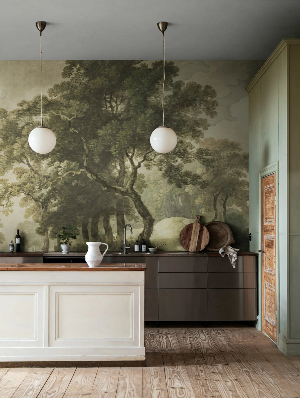 The Vintage Grove, Green Mural Wallpaper - room preview 02
