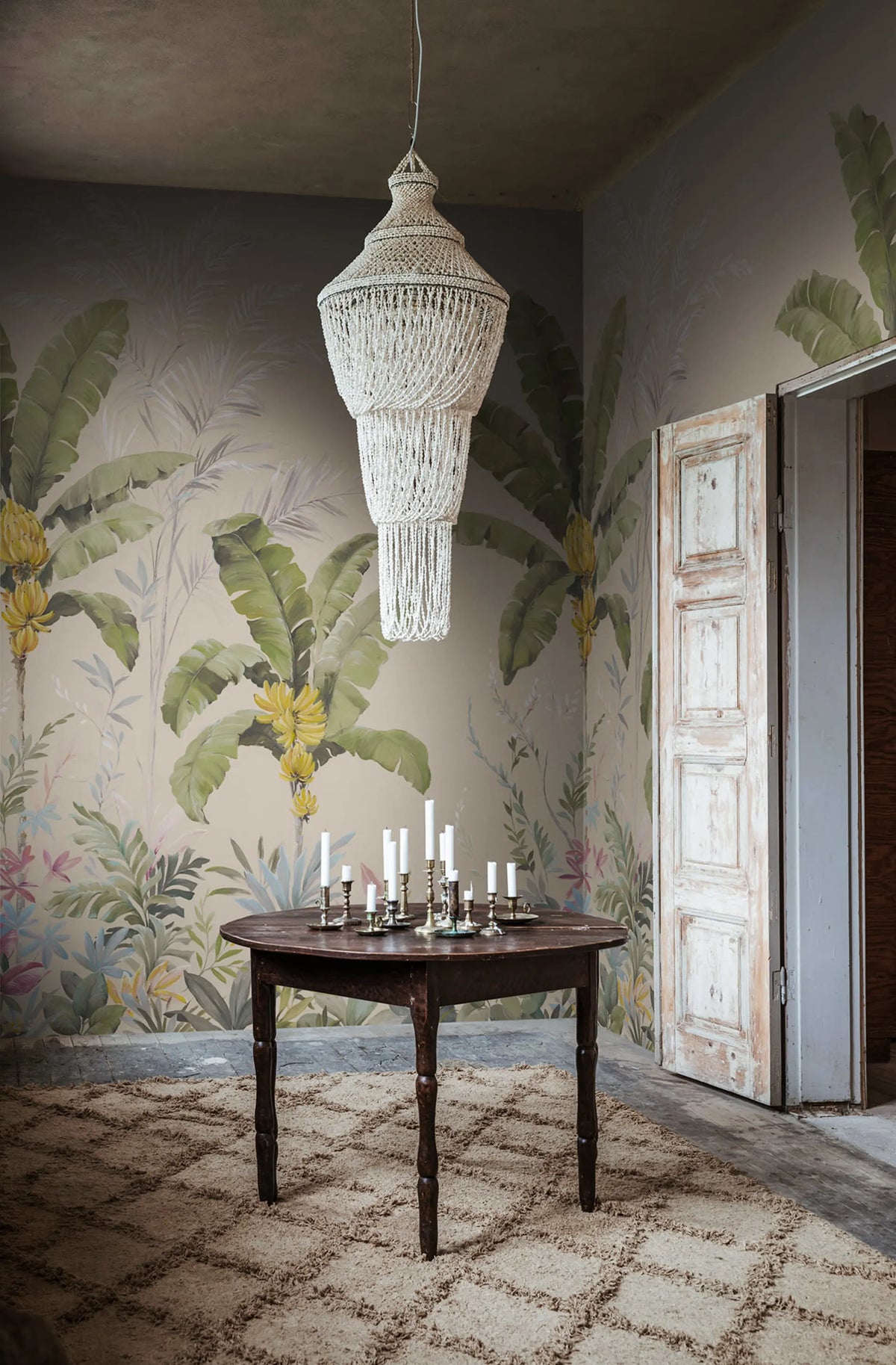Banana Tree Jungle, Beige Mural Wallpaper - room preview 02