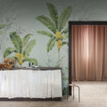 Banana Tree Jungle, Light Blue Mural Wallpaper - room preview 02