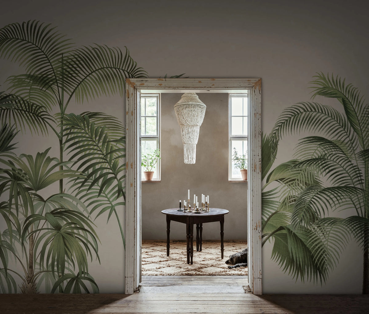 Retro Jungle, Green Mural Wallpaper - room preview 02