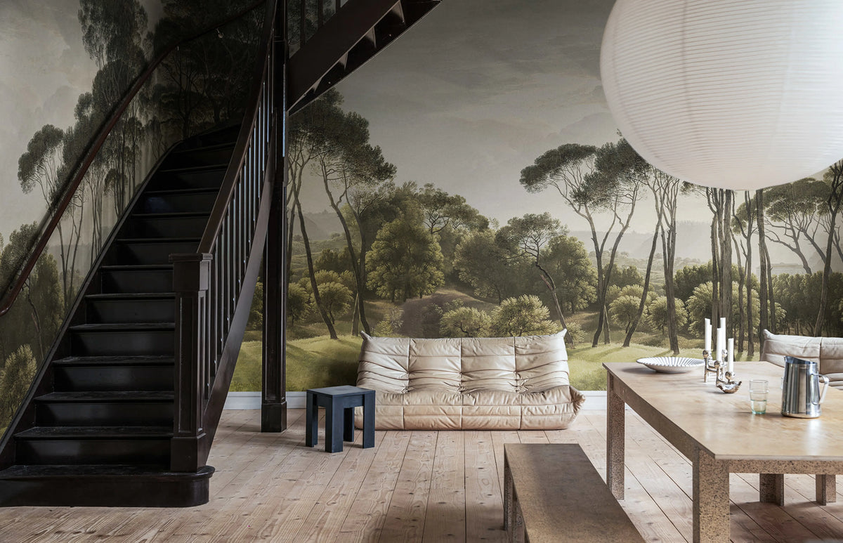 Pine Wood, Green Mural Wallpaper - room preview 02