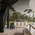 Pine Wood, Green Mural Wallpaper - room preview 02