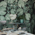 Mystic Water Lilies, Green Mural Wallpaper - room preview 02