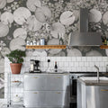 Mystic Water Lilies, Black & White Mural Wallpaper - room preview 02