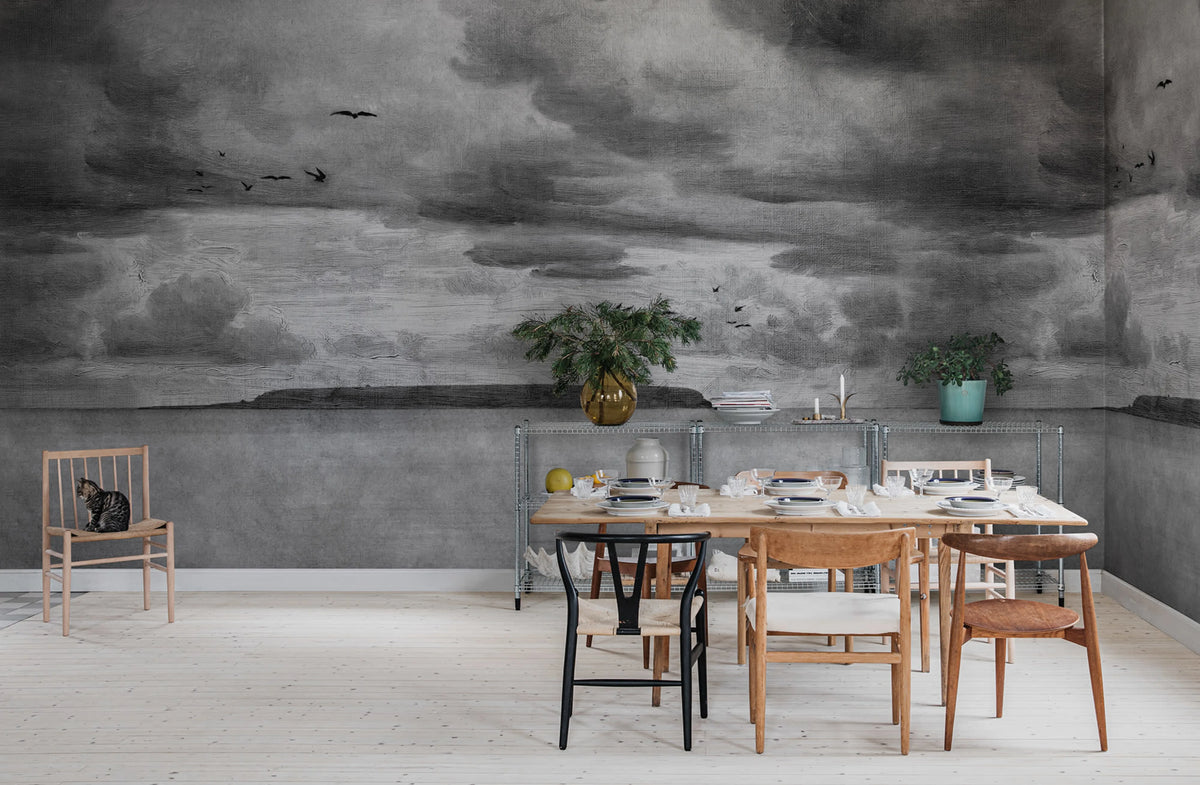 Seabirds, Black & White Mural Wallpaper - room preview 02