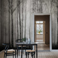 Birch Fog, Black & White Mural Wallpaper - room preview 02