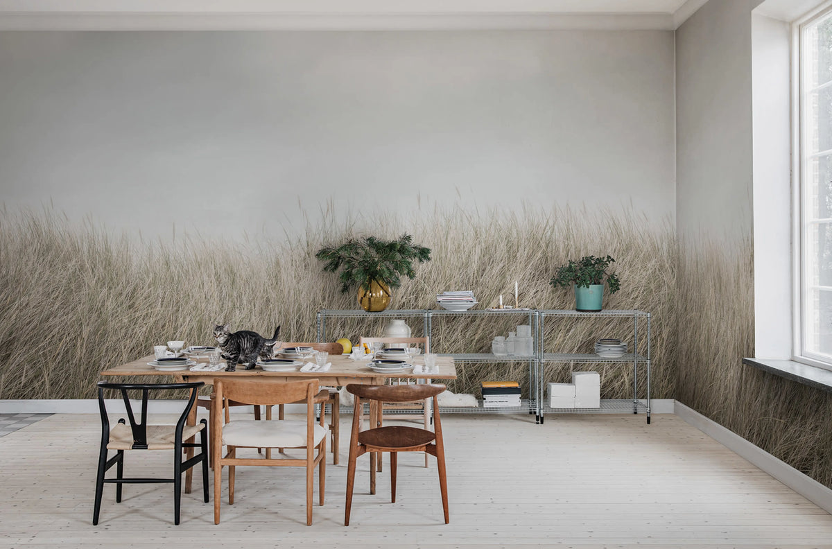 Scandinavian Reed, Beige Mural Wallpaper - room preview 02