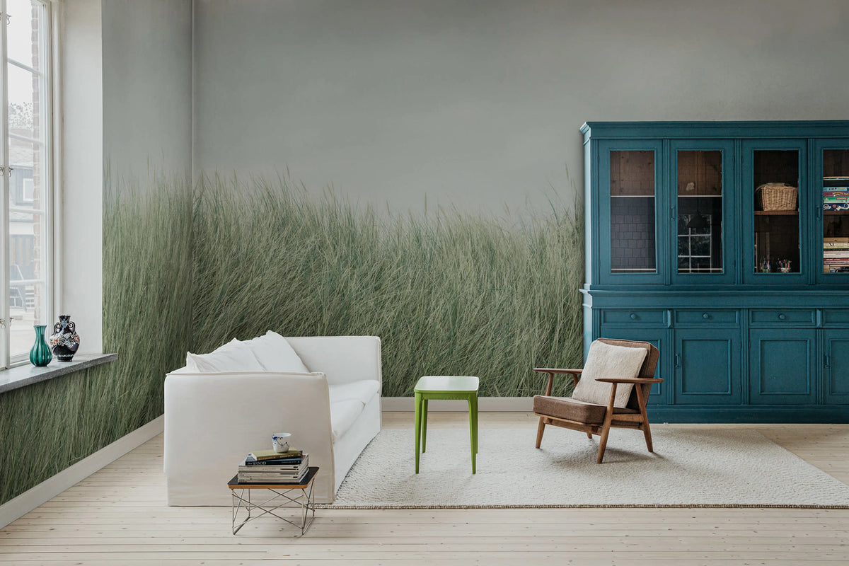 Scandinavian Reed, Green Mural Wallpaper - room preview 02
