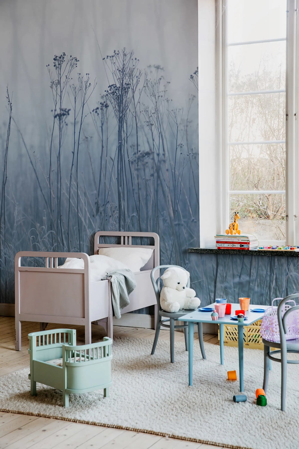 Autumn Haze, Blue Mural Wallpaper - room preview 02