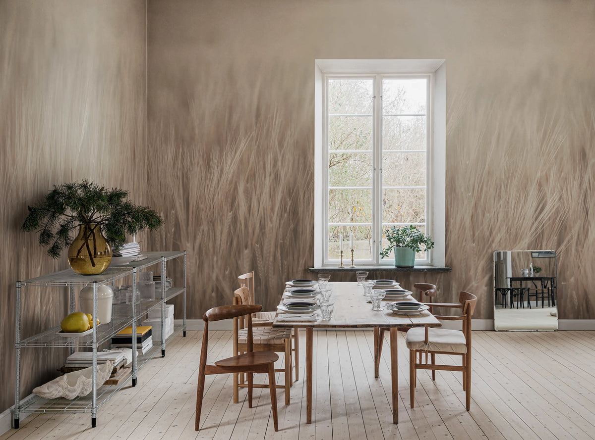 Rye Field, Beige Mural Wallpaper - room preview 02