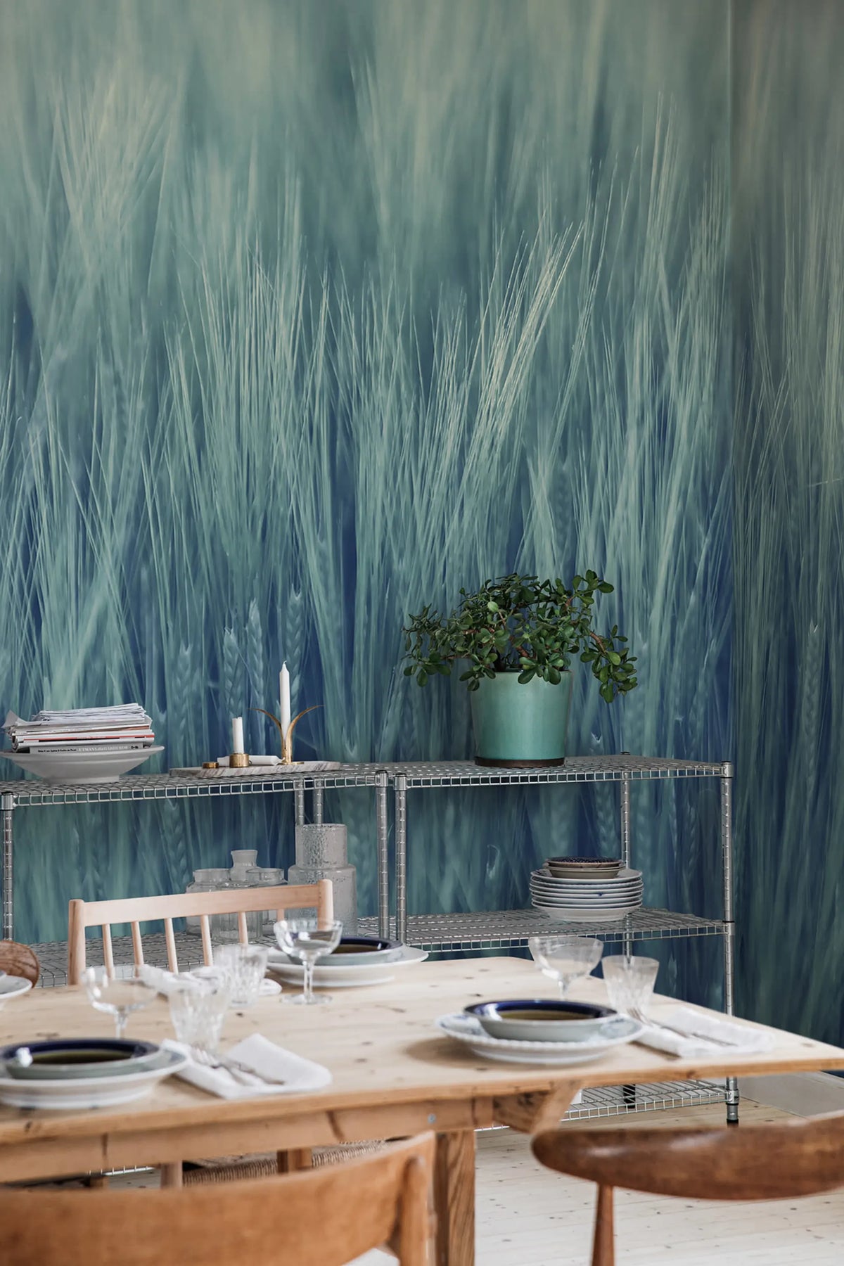 Rye Field, Turqouise Mural Wallpaper - room preview 02