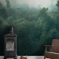 Misty Woodland, Green Mural Wallpaper - room preview 02