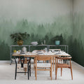 Cloudy Forest, Green Mural Wallpaper - room preview 02