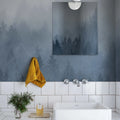Cloudy Forest, Blue Mural Wallpaper - room preview 02