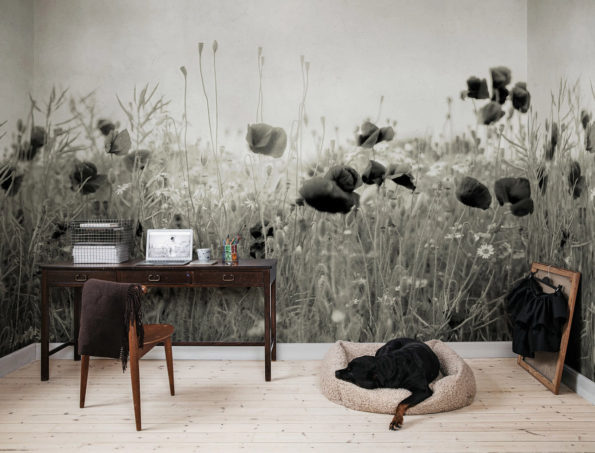 Poppy Field, Vintage Mural Wallpaper - room preview 02