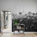 Poppy Field, Black & White Mural Wallpaper - room preview 02