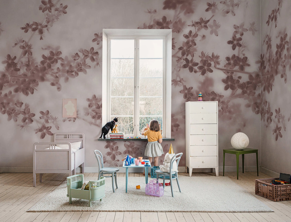 Apple Bloom, Pink Mural Wallpaper - room preview 02