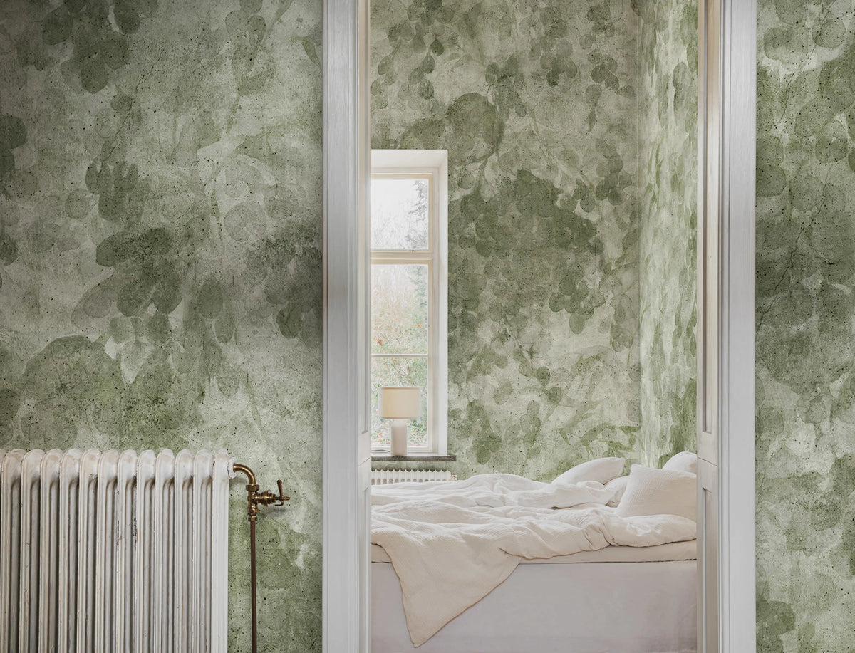 Grapevine Silhouette, Green Mural Wallpaper - room preview 02