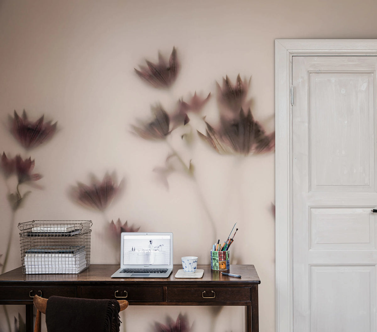 Astrantia, Pink Mural Wallpaper - room preview 02