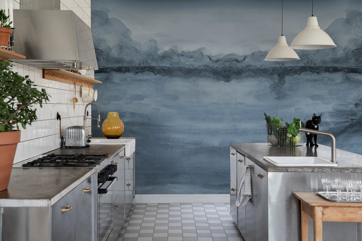 Crystal Water, Blue Mural Wallpaper - room preview 02