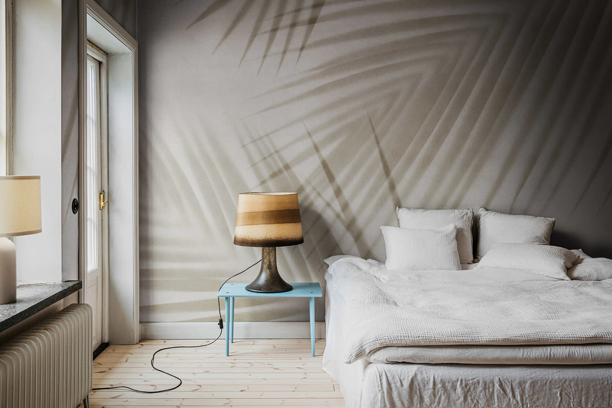 Palm Gaze, Beige Mural Wallpaper - room preview 02