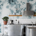 Hazy Leaves, Blue Mural Wallpaper - room preview 02