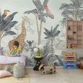 Friends of the jungle, Blue Mural Wallpaper - room preview 02