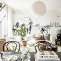 Horses Herd Grand, Black Mural Wallpaper - room preview 02
