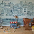 Harbor, Blue Mural Wallpaper - room preview 02